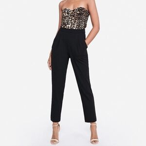 Express Leopard Print Strapless Jumpsuit Size S